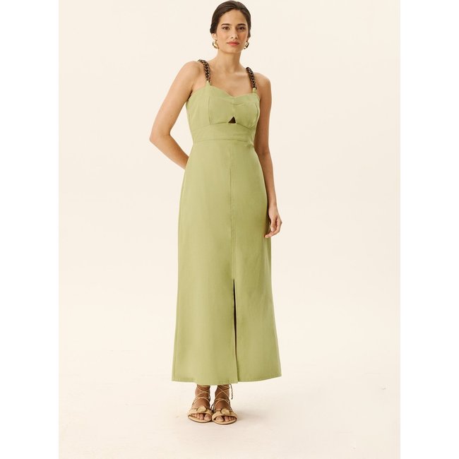 Vestido Maxi Midi Alça Corrente