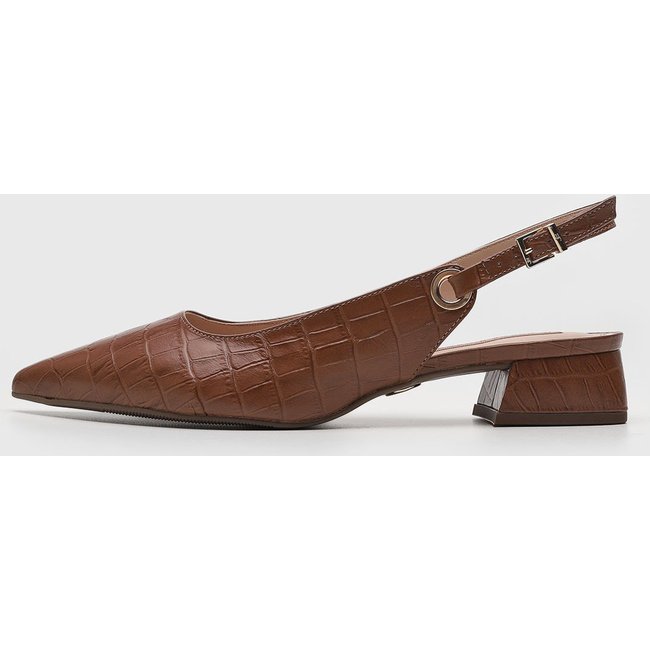 Scarpin Feminino Jorge Bischoff Slingback Croco Marrom