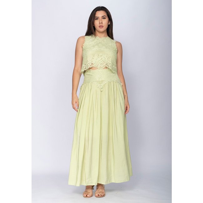 Conjunto Amazonia Vital de Saia e Croped Essência da Mata Renda Capim-Claro