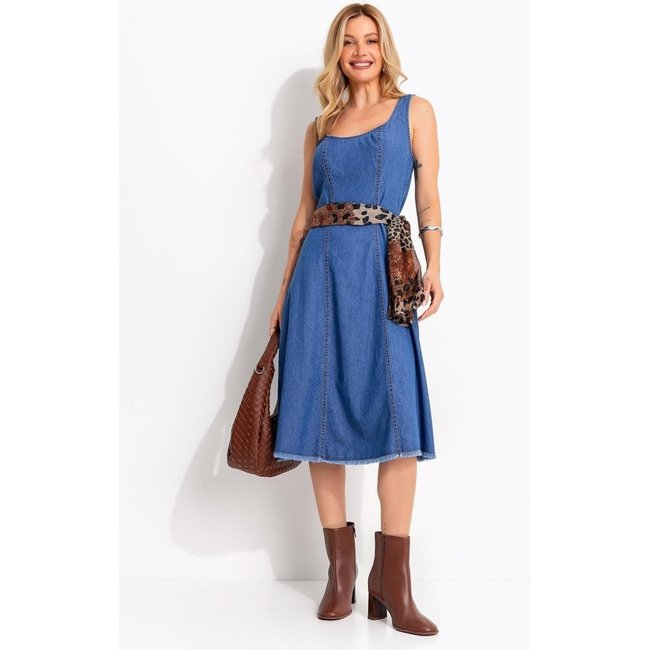 Vestido Em Jeans Azul Médio Quintess