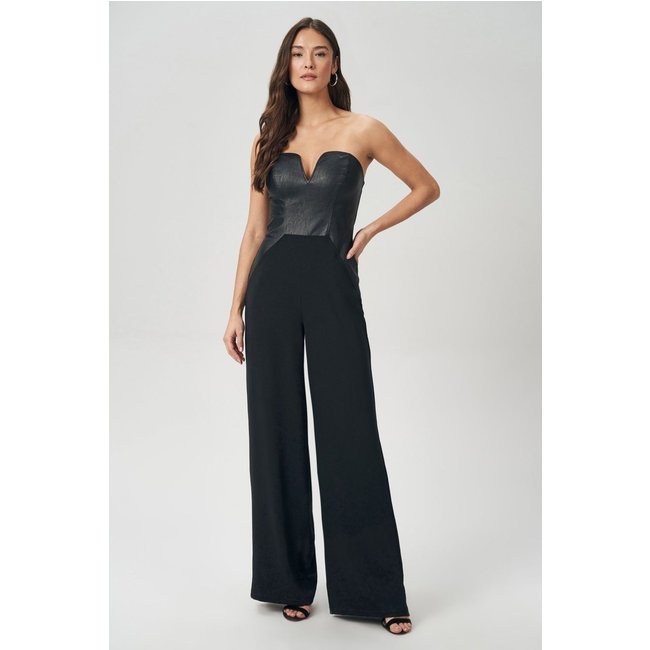 Macacão Superior PU Black Feminino Acostamento