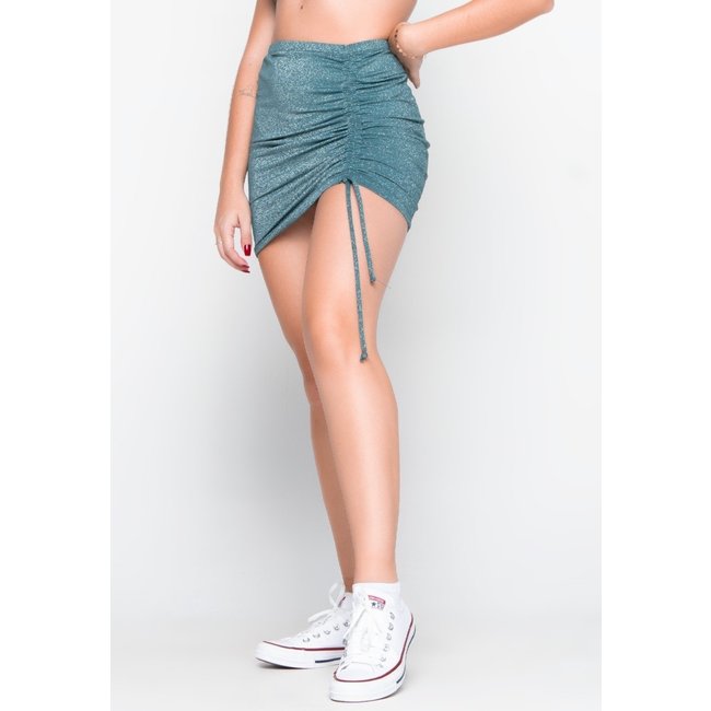 Saia Saída De Praia Bella Fiore Modas Lurex Verde