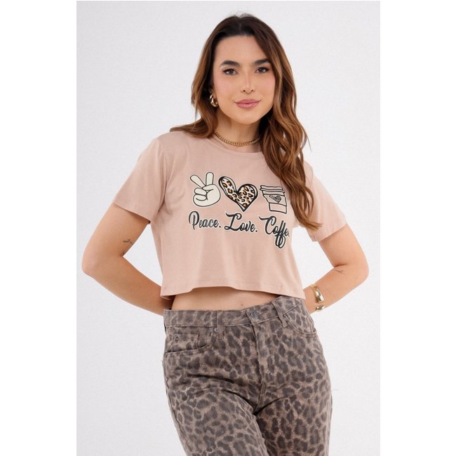 Cropped D Bell Outlet Fashion Peace love coffe Nude