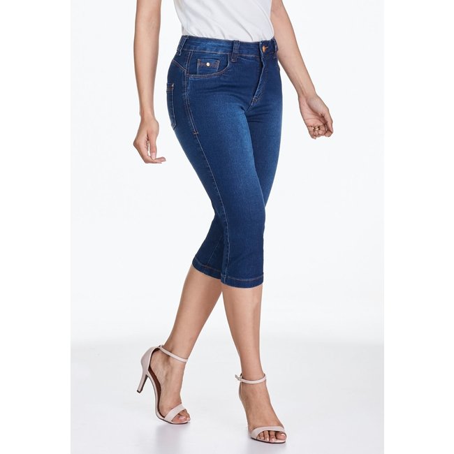 Calça Capri HNO Jeans Skinny Cintura Alta Basic Azul Marinho
