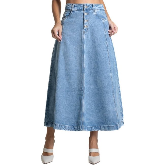 Saia Jeans Sawary Midi - 282219 - Azul - Sawary