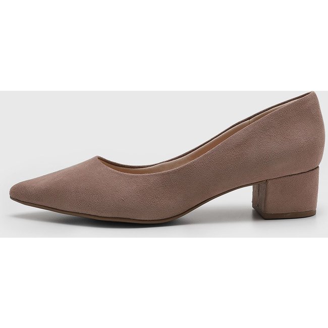 Scarpin Feminino cê Salto Baixo Bico Fino Nude