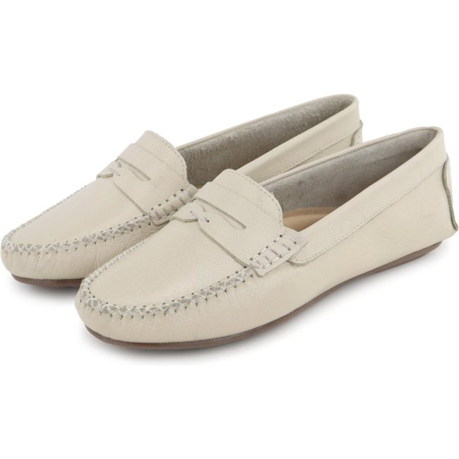 Mocassim Drive Feminino em Couro Off White