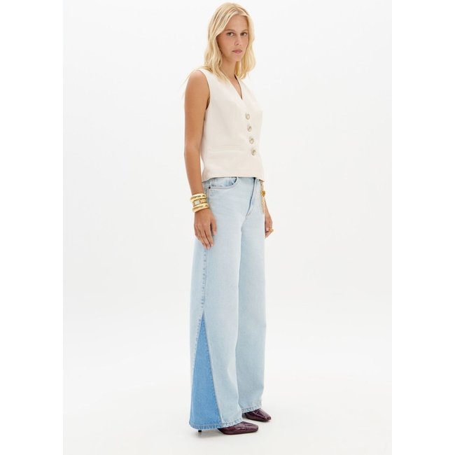 Calça Jeans Wide Leg Com Recortes Lança Perfume