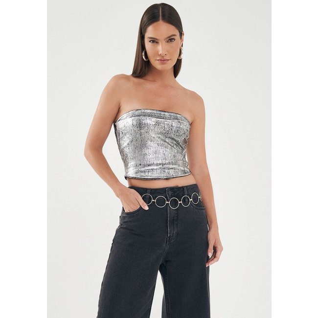 Blusa Glamour Foil Sem Alça Feminina Inblanche