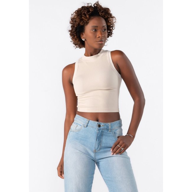 Cropped regata gola alta Bege