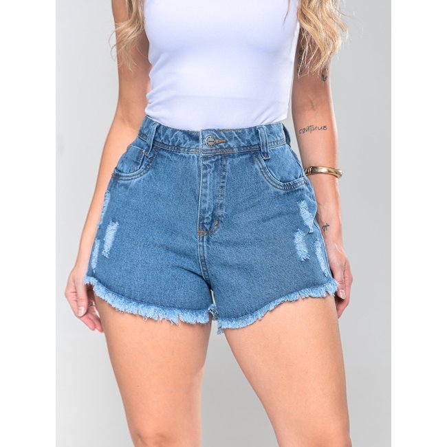 Shorts Jeans Desfiado KOVALI com Barra Destonada Conforto e Estilo para o Dia a Dia