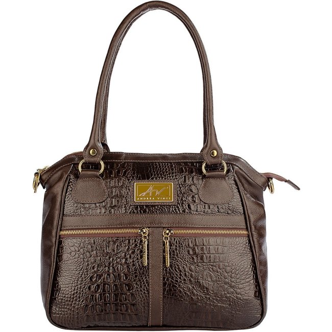 Bolsa de couro croco Luana - Café