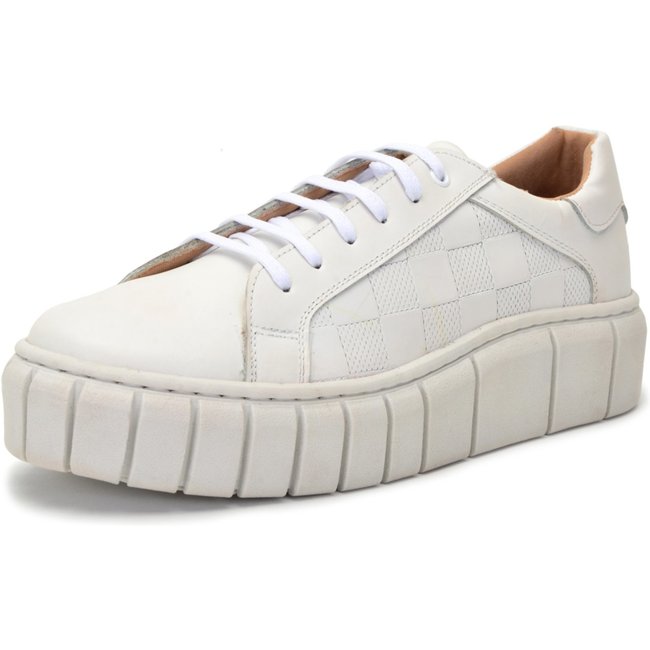 Tênis Feminino Conforto Ferrile Em Couro Branco 151
