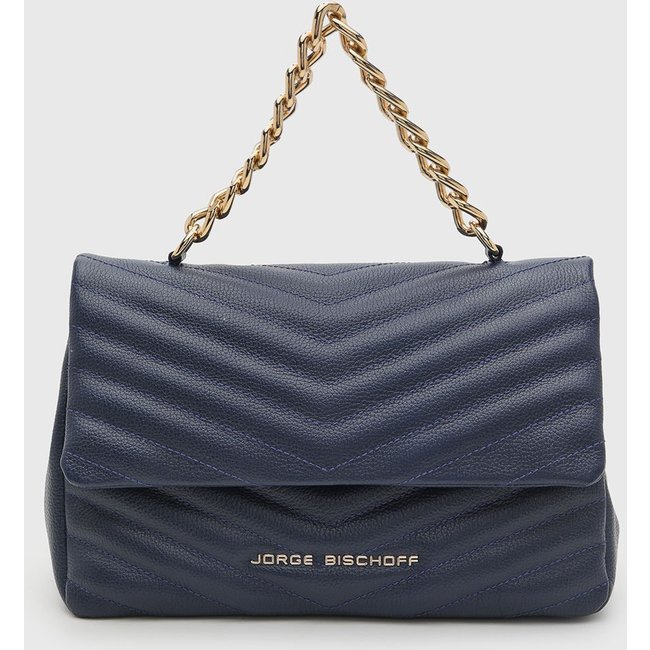 Bolsa Feminina Jorge Bischoff Chevron Azul Marinho