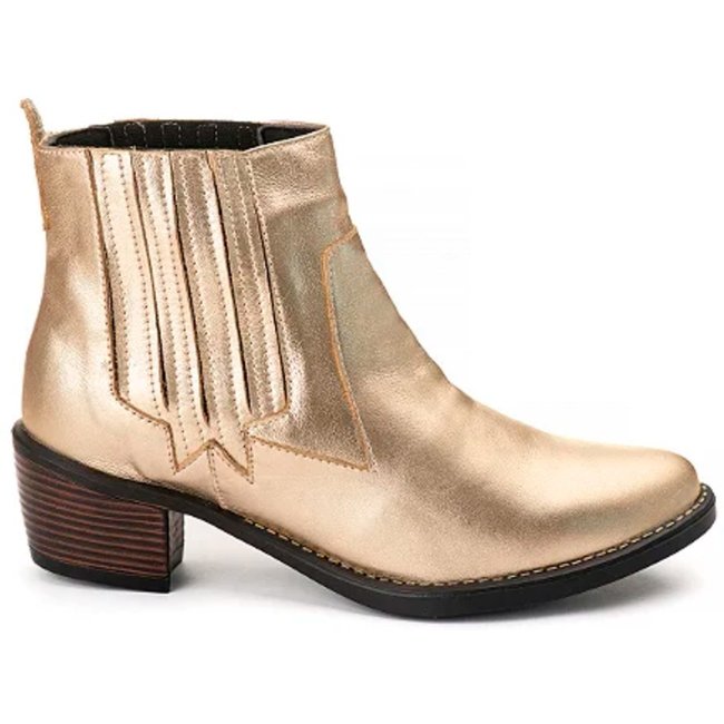 Bota Couro Campero Cano Curto Básic Dourado