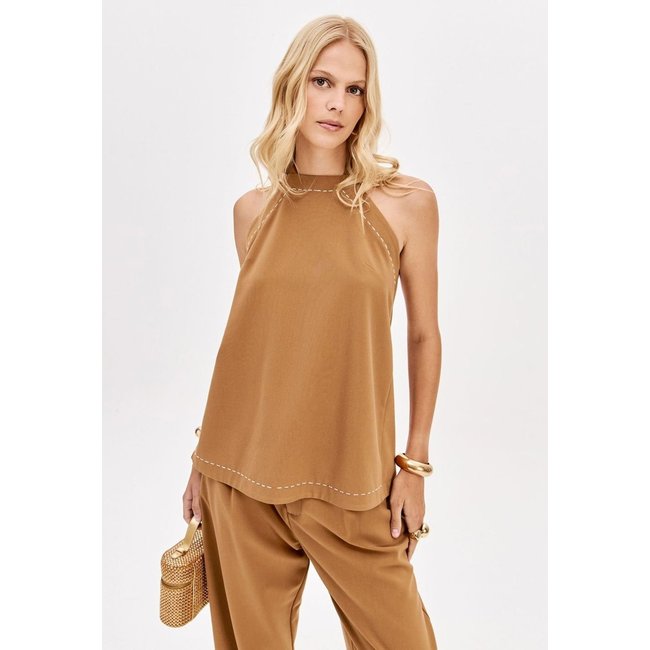 Blusa Alongada Frente Única Com Amarrações Lança Perfume