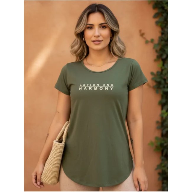 Blusa Feminina Academia Fitness Action Verde Militar