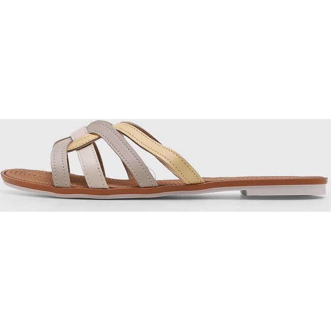 Rasteira Feminina Moleca Tiras Cruzadas Bege
