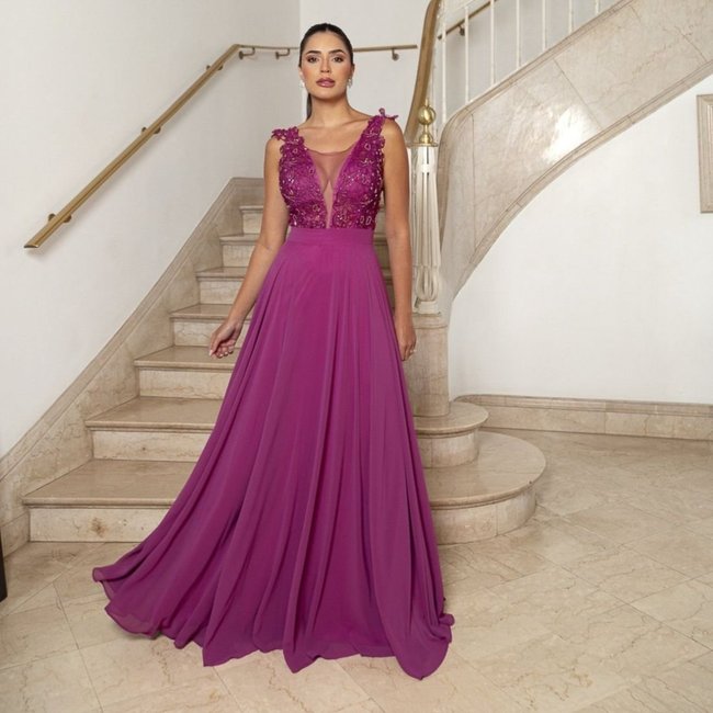Vestido De Festa Auston Catania Vinho