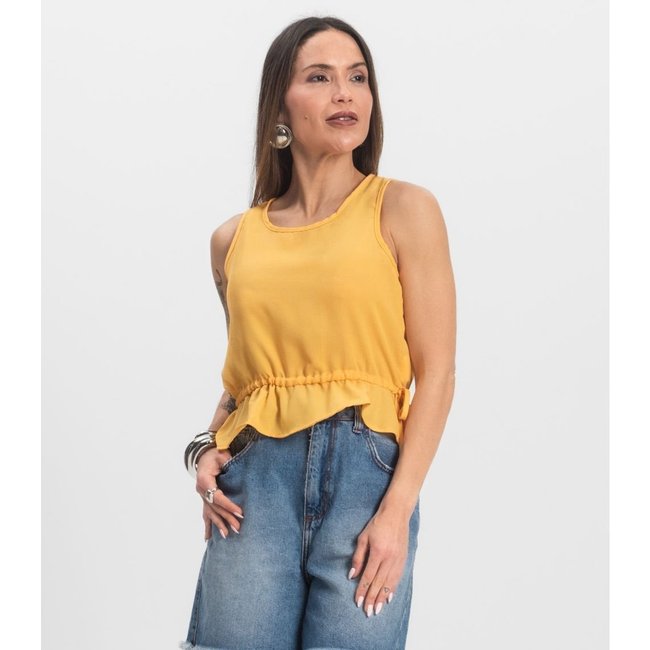 Regata Feminina em Crepe Infinita Cor Amarelo