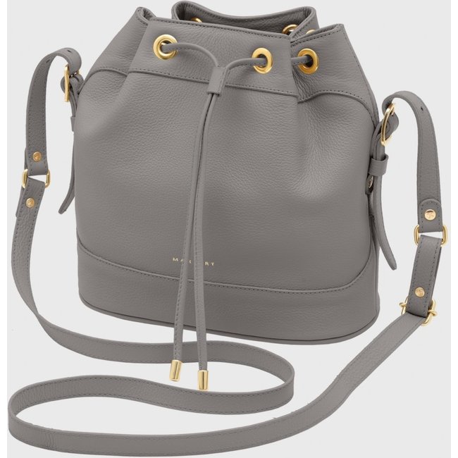 Bolsa Bucket Transversal Couro Mariart Chia Cinza
