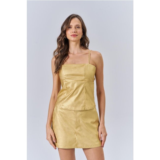 Blusa Celebration Gold PU Feminina Acostamento