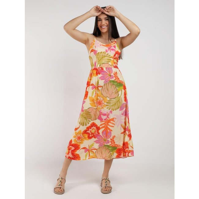 Vestido Midi Estampado Feminino MULTICOLORIDO