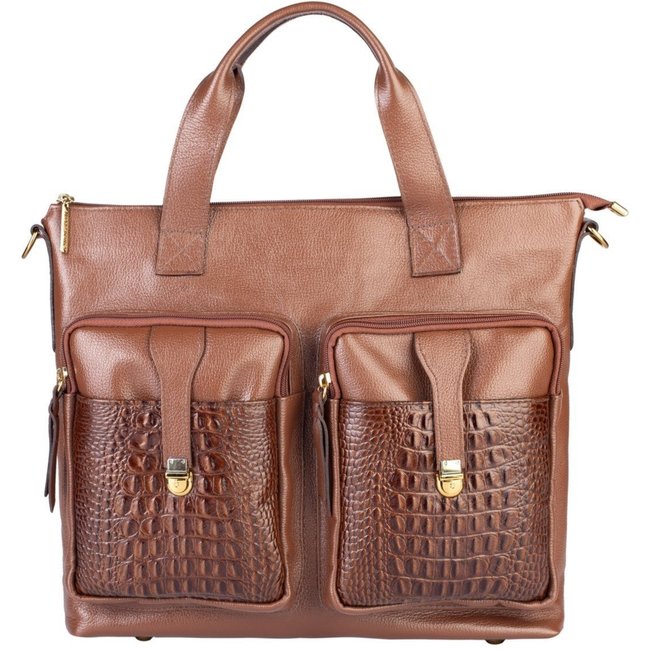 Bolsa para notebook de couro croco Jaque - Whisky