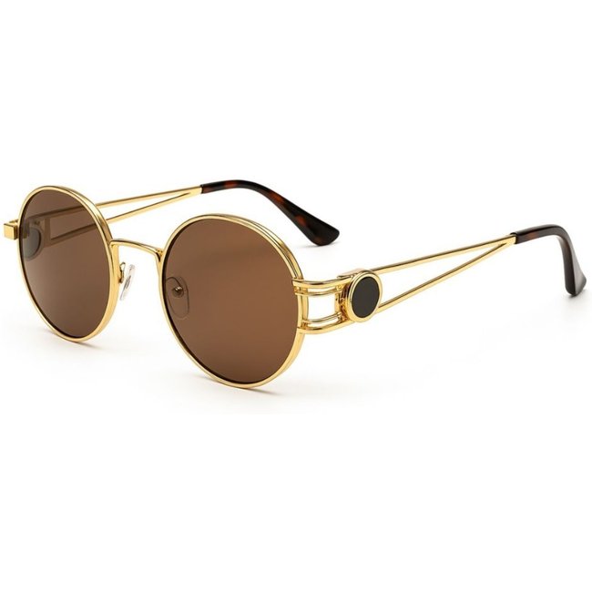 Óculos de Sol Dourado Feminino Lente Marrom Estilo Vintage