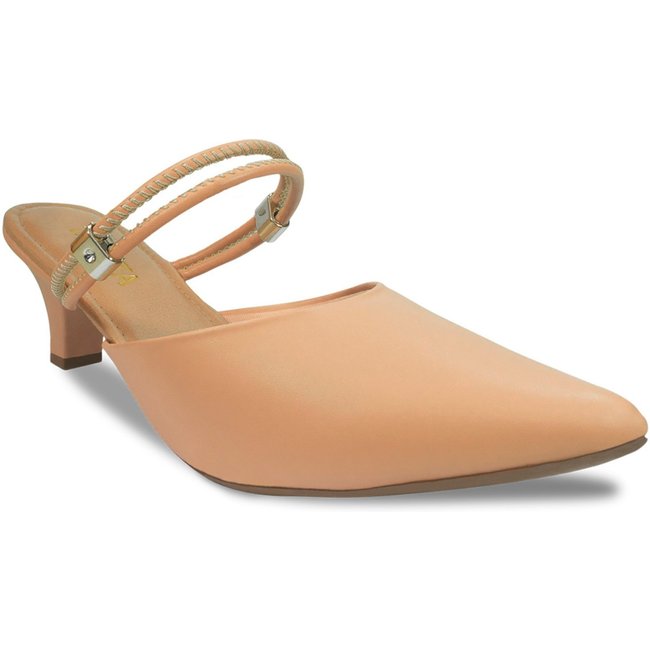 Scarpin Mule Feminino Takata Salto Baixo Fino Sapato Social Casual 2 em 1 Bico Fino Nude