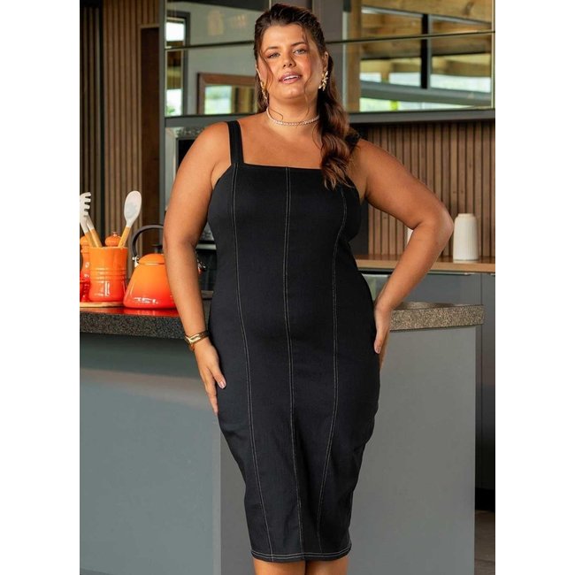 Vestido Em Bengaline Preto Marguerite