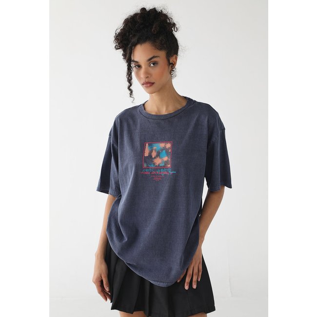 Camiseta Feminina Vans Knit Estonada Azul Escuro