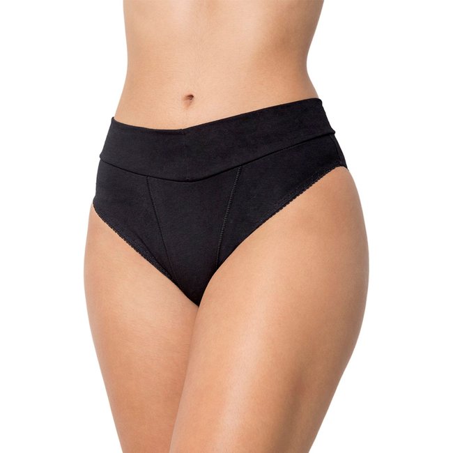Calça Gabi Lingerie de Cotton Cós Lingerie Algodão Confortável Lisa Costura Três Pontos Calcinha Reforçada Preto