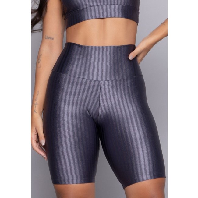 Bermuda New Zig Ciclista Fitness 3D Ikat Feminina Cinza