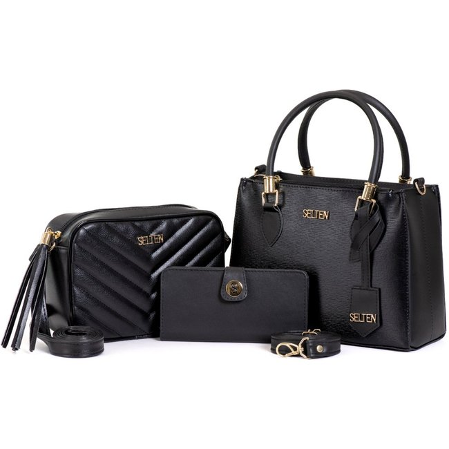 kit 3 em 1- Bolsa Feminina Selten Preta