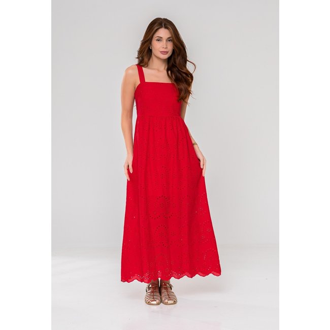 Vestido Aura Tuane Laise Bordado Luzente Vermelho