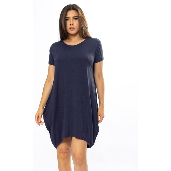 Vestido Curto Amazônia Vital Malha Amplo Always Azul Marinho