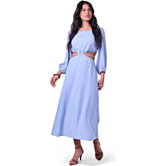 Vestido Feminino Comprido Alça Azul Claro Incolor