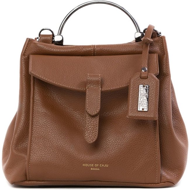 Bolsa Feminina Em Couro Alça de Mão Caramelo "Eulalia Monteiro"""