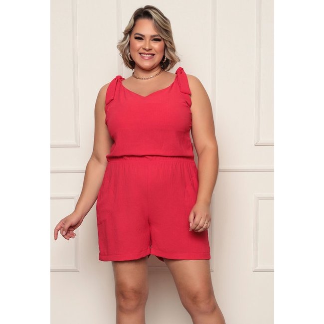 Macaquinho Curto Plus Size Feminino com Alça Modelo Confortável Moda Verão