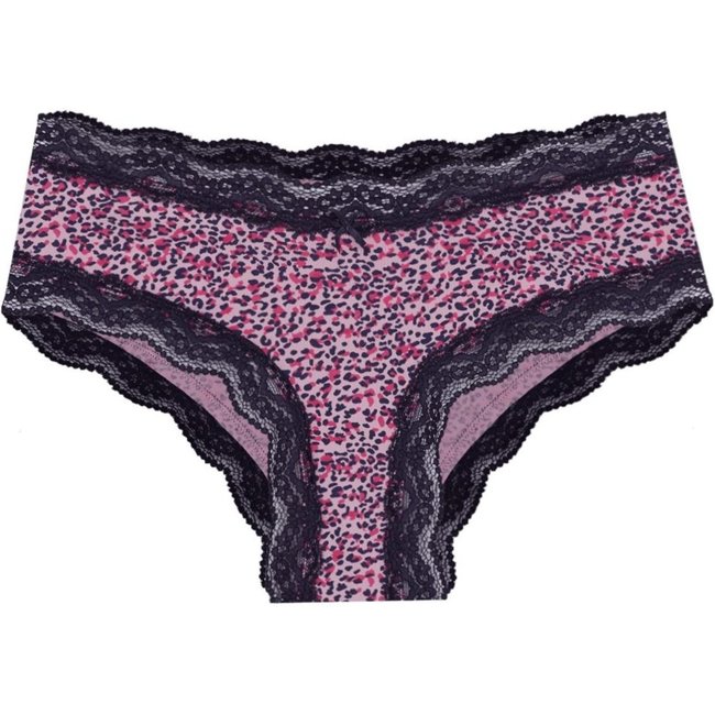 Calcinha Boyshort Microfibra Renda Pop Colors Fucsia/Evening Blue