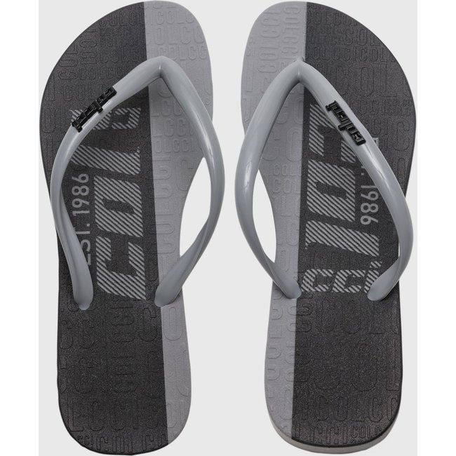 Chinelo Feminino Colcci Logo Estampado Preto e Cinza