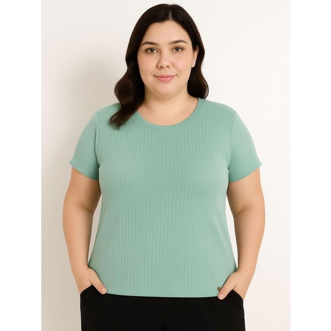 Blusa Manga Curta Autentique Plus Size Feminina VERDE CLARO