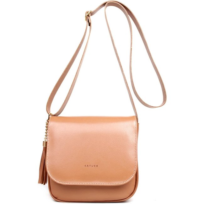 Bolsa Transversal em Couro Artlux Amêndoa 9053