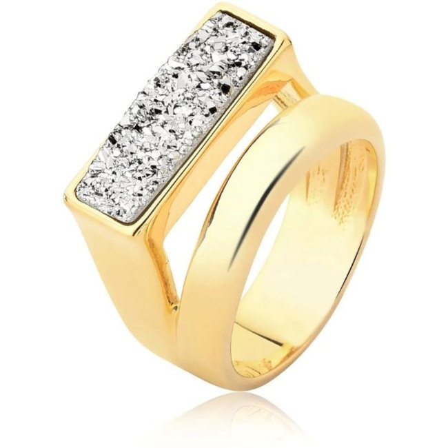 Infantil - Anel Conect com Pedra Natural Drusa Banhado a Ouro 18k Semijoia Ania Store