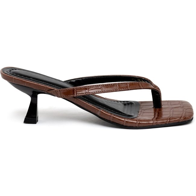 Tamanco De Dedo Hannah Salto Baixo Fino 5410 Croco Cacau