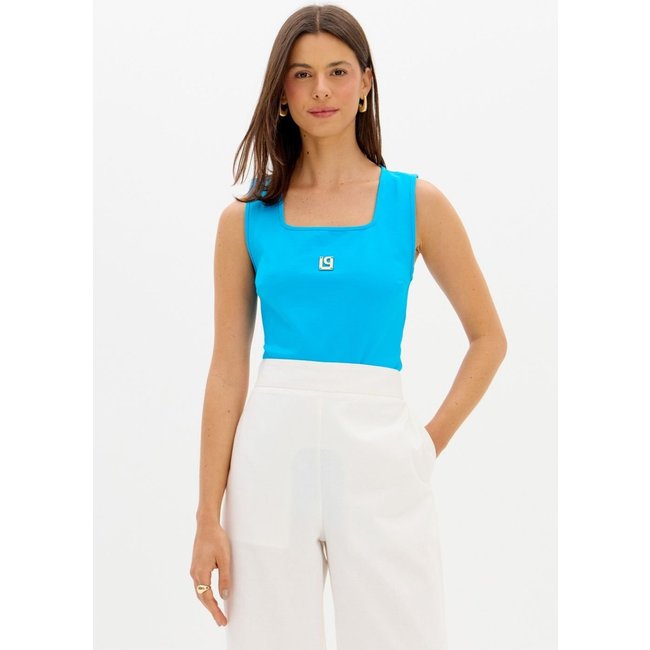 Blusa Alongada Sem Mangas Com Logo Lança Perfume