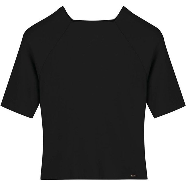 Blusa Feminina Regular Decote Quadrado Marialícia Preto