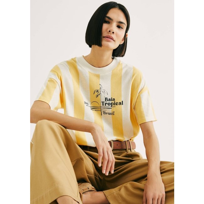 Camiseta Feminina Listrada Em Malha de Algodão Hering