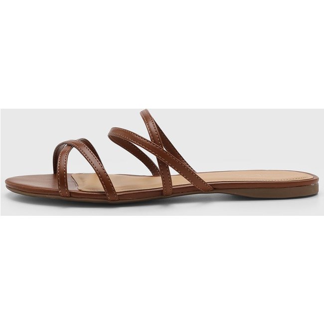 Rasteira Feminina Arezzo Tiras Cruzadas Marrom